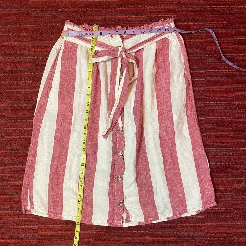 a.n.a Striped Midi Skirt with Tie Waist - Picture 3 of 10